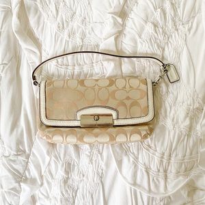 Cream/Gold Coach Wristlet
